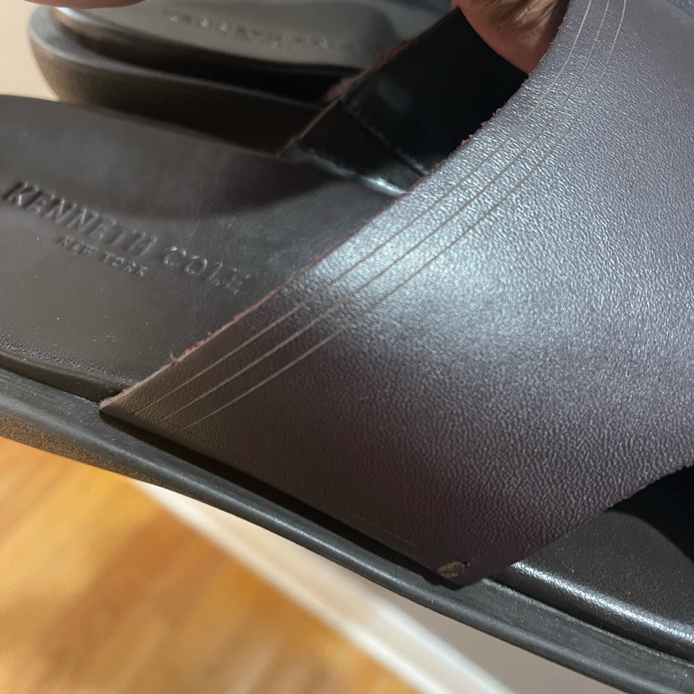 Kenneth Cole Sand-y Beach/Quick Sand Lsrd Slide Sandals Drk Brwn Sz 11 - Picture 7 of 16